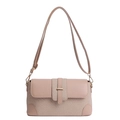 Borsa baguette beige minimalista in ecopelle e tessuto a tracolla per donna - Cachi