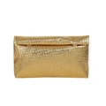 Elegante gouden clutch met geweven textuur en klassiek Intrecciato-schaakbordpatroon - Goud