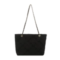 Borsa tote nera chic con trama trapuntata a rombi e tracolla a catena dorata - Nero