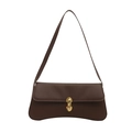 Borsa baguette minimalista marrone caffè con elegante fibbia a U dorata - Marrone
