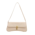 Minimalist beige underarm bag with unique curved base and gold U-shaped metal buckle - White