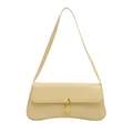 Minimalist cream white underarm shoulder bag with a vintage gold oval lock buckle - Yellow