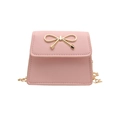 Mini borsa a tracolla chic in pelle PU rosa con fiocco dorato ed elegante catena - Rosa