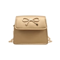 Compact gold crossbody bag with metallic bow detail and delicate chain strap - Gold