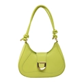 Light green crescent underarm bag with gold D-ring hardware and knotted strap details - Green