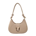 Elegante aprikosenfarbene Satteltasche mit goldener D-Schnalle und Knotengurt - Khaki