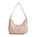 Bolso de hombro beige minimalista de media luna con lazo plateado y cierre de cremallera - Albaricoque Glaseado
