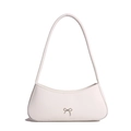 Bolso baguette blanco de piel sintética con lazo metálico y correa de hombro fina - Blanco
