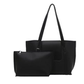 Set borsa tote e pochette moderna in ecopelle nera con design a tracolla minimalista - Nero