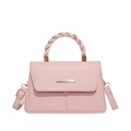 Borsa Kelly minimalista in pelle PU rosa chiaro con manico intrecciato e dettagli oro - Rosa