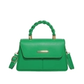 Structured emerald green square handbag with gold hardware and braided handle - Green