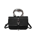 Bolso negro de lentejuelas con asa metálica fluida y colgante de corazón con bandolera - Negro