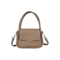 Chic khaki litchi grain tote bag with wave-edge flap and detachable shoulder strap - Khaki