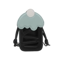 Chic cupcake-style crossbody phone bag in blue and black patchwork with cutout design - Black