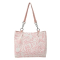 Graffiti tote bag in off-white canvas with pink straps and urban pop art patterns - No Pendant / Pink