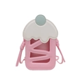 Cute ice cream shaped crossbody bag for women in pink PU leather with adjustable strap - Pink