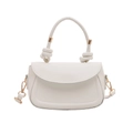 Elegant white square handbag with knotted top handle and adjustable gold metal strap - White
