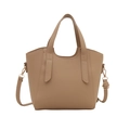 Borsa tote classica color cammello con manici e tracolla regolabile dorata - Cachi