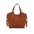 Borsa a secchiello marrone texture litchi con finiture dorate e tracolla regolabile - Marrone