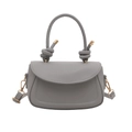 Grey minimalist square crossbody bag with knot handle and golden metal hardware - Gray