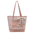 Borsa tote rosa alla moda con dettagli a pieghe e sciarpa di seta decorativa - Rosa