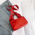 Red nylon mini square bag with adjustable shoulder strap and front zipper detail - Red