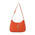 Sac sous le bras orange vif avec fermoir métallique fer à cheval et chaîne dorée - Orange