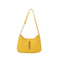 Sac sous le bras minimaliste en cuir PU jaune avec bandoulière en chaîne dorée - Jaune