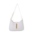 Sac hobo blanc minimaliste avec fermoir doré et détails de bandoulière en chaîne - Blanc