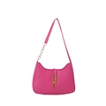 Chic magenta half-moon shoulder bag with gold metal clasp and chain strap detail - Rose Red