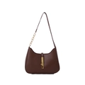 Sac sous le bras minimaliste en cuir PU marron foncé avec boucle dorée et chaîne - Marron