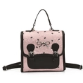 Mochila acolchada rosa con estampado de lazos negros y hebillas metálicas - Estilo de Lazo (Sin Colgante)