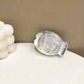 Detailed holographic fish-shaped phone grip featuring a 3D embossed pig and glitter finish - Adhesive Aurora Fish Stand (Transparent)