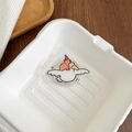 Detail of acrylic capybara phone stand showing a cartoon capybara riding a white bird - Riding White Bird Party Hat Capybara Style (15号)