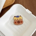 Close-up of cute Capybara acrylic phone grip with blue berry and yellow dessert topping - Blueberry Dessert Glazed Capybara Style (20号)