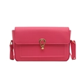 Retro rose red large capacity shoulder bag with gold hardware and litchi texture - Rose Pink