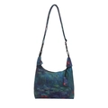Umhängetasche mit Monet Seerosen-Druck und verstellbarem schwarzen Schultergurt - Blau