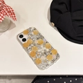 Detail der Samsung-Hülle mit gelben Harzrosen, Perlen und funkelnden Kristallsteinen - Gelb / iPhone 7/8/SE 2020