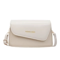 Minimalist cream white square crossbody bag with textured patchwork and gold lettering - Off White