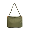 Large military green canvas messenger bag with adjustable strap and front pocket - Green