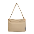 Minimalist beige messenger bag with front pocket and adjustable shoulder strap - Khaki
