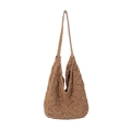 Borsa hobo marrone lavorata a maglia a mano con motivo a rombi e trama intrecciata - Stile Regolare / Cachi Stile Regolare