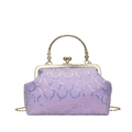 Elegante borsa retrò con paillettes viola chiaro, catena dorata e manico in metallo - Viola