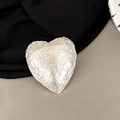 Macro view of heart-shaped silver phone grip with unique crinkled foil texture finish - Heart Shape - Matte Silver / Silver