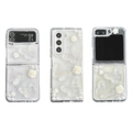 Transparent case for Samsung Z Flip 6 featuring holographic butterflies and pearls - Matte Hard Shell Four-Point Star Dripping Glue Vintage Rose Butterfly / Samsung ZFold3