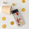 Samsung Z Flip case featuring gold foil and 3D red candied haws with lucky cat charm - Samsung ZFold3 / Candied Haws Wealth Cat (Gold Foil Drip Glue)