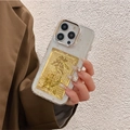 Custodia per iPhone con ciondolo in foglia d'oro e scritte tailandesi in silicone - Scrittura della Fortuna / iPhone 13PRO