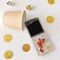 Transparent Samsung Galaxy Z Flip case with gold foil and lucky fortune cat charms - Samsung ZFold3 / Candied Haws Lucky Cat (Gold Foil Drip Glue)