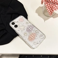 Detalle de funda iPhone con purpurina, estrellas de mar 3D, conchas y peces de colores - iPhone 7/8/SE 2020 / Papel de Plata Pegamento Pez Rosa Púrpura