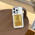 Custodia per iPhone trasparente con carta portafortuna in lamina d'oro incisa - Scrittura Diventa Ricco / iPhone 13PRO